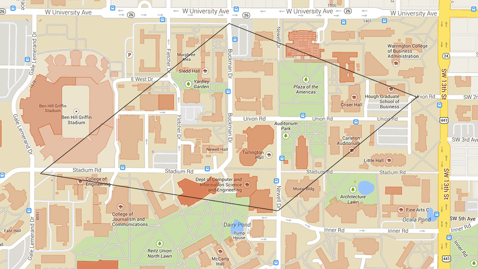 UF Campus Scooter Off Limit Zones