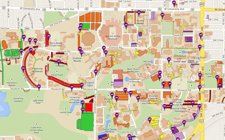 UF Campus Scooter Parking Zone Close Up
